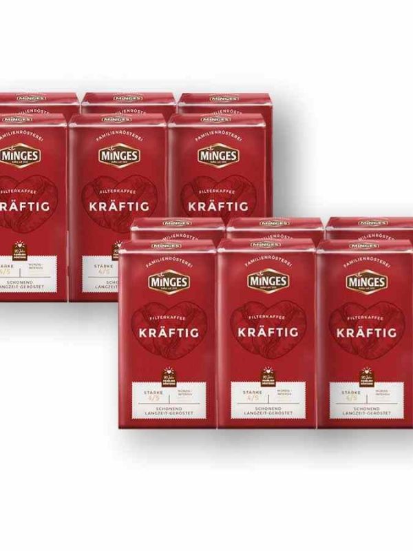 Premium Kraftig Minges 12 x 500 g Ground Coffee - Rich and robust blend for the perfect brew at home or office, exceptional flavor and quality.
