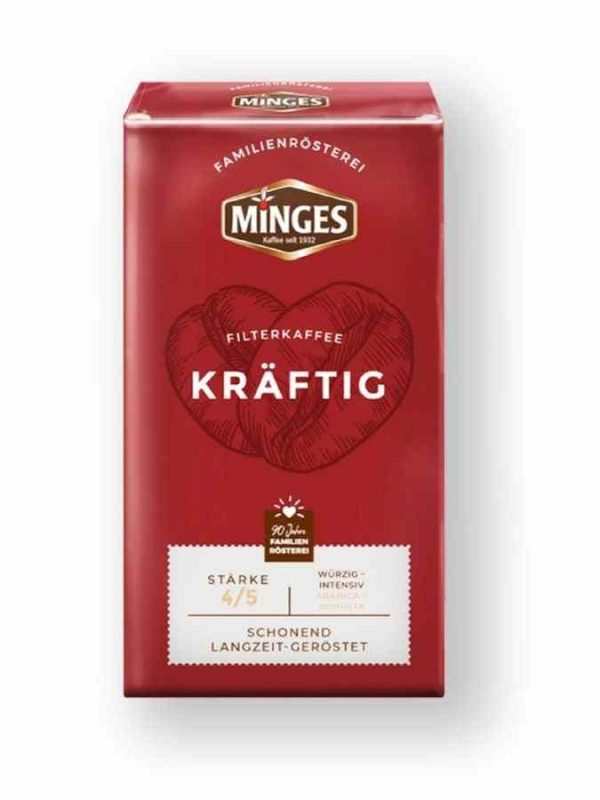 Enjoy the rich aroma and bold flavor of Minges Kraftig 500g Ground Coffee - perfect for coffee lovers worldwide.