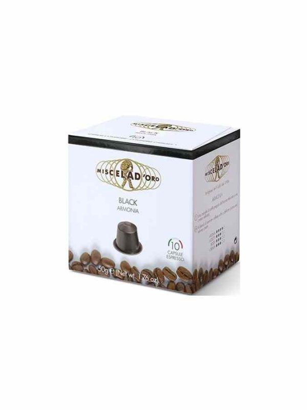 Premium Miscela d'Oro Black Coffee Capsules - Compatible with Nespresso, Pack of 10 Units - Best Quality for Espresso Lovers