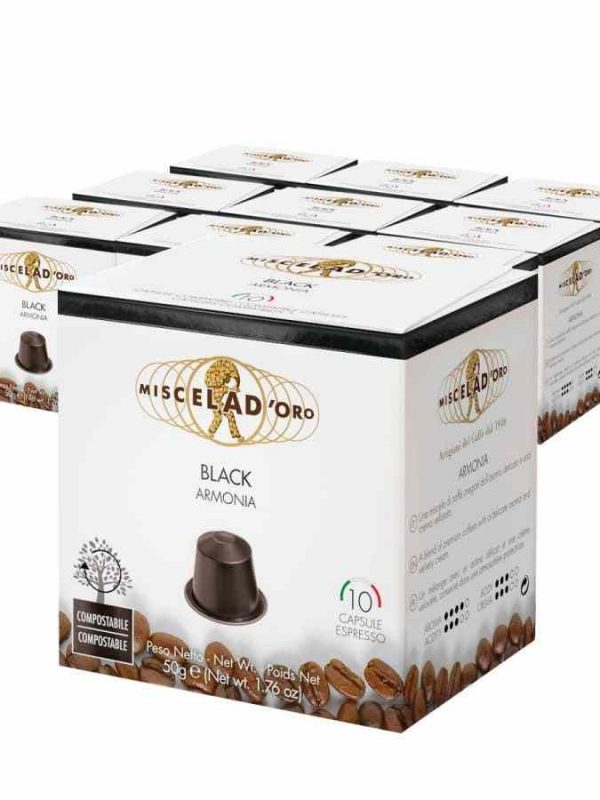 Miscela d'Oro Black Coffee Capsules for Nespresso - 100 Premium Pods, Italian Rich Blend - Buy Online Now!