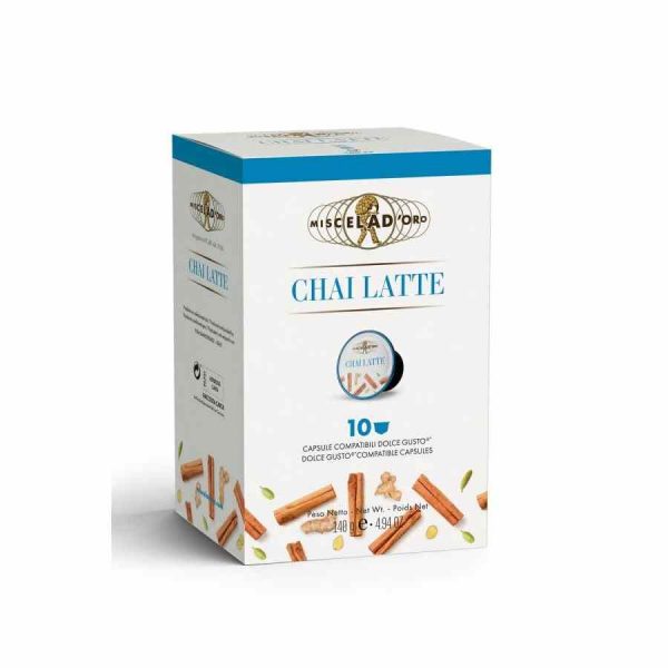 Indulge in Miscela d'Oro Chai Latte - Dolce Gusto® Compatible Capsules, a blend of exquisite flavors in 10 convenient units.