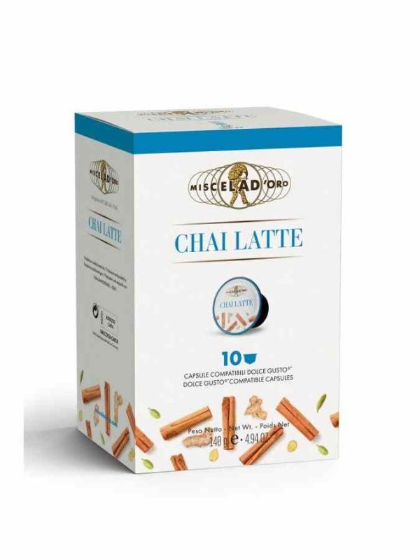 Indulge in Miscela d'Oro Chai Latte - Dolce Gusto® Compatible Capsules, a blend of exquisite flavors in 10 convenient units.