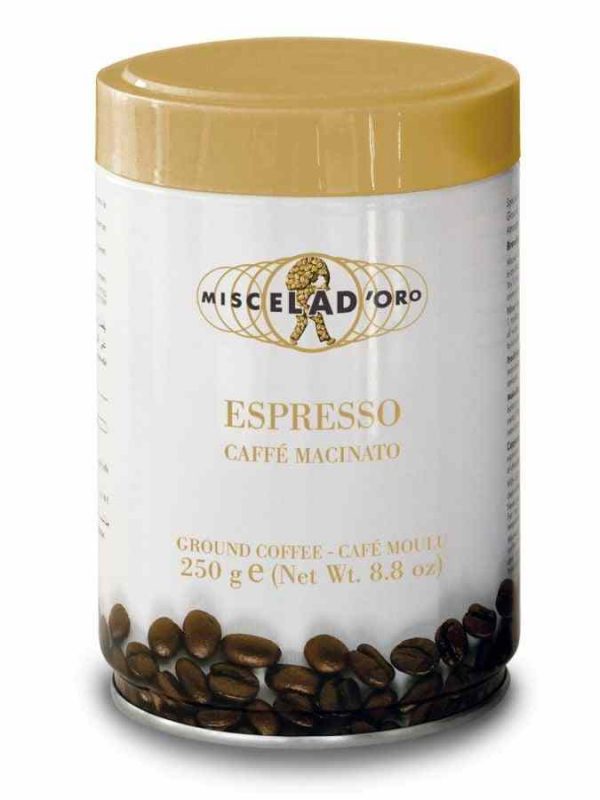 Miscela d'Oro Expresso Tin 250g: Indulge in premium Italian espresso blend - rich, aromatic, and perfect for your coffee fix. Shop now!
