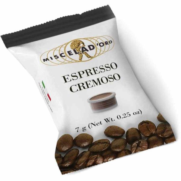 Indulge in the rich flavor of Miscela d'Oro Espresso Cremoso with this pack of 100 high-quality expresso coffee capsules. Buy now!