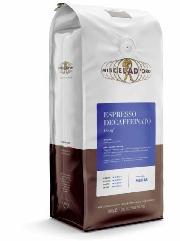 Indulge in the rich flavor of Miscela d'Oro Espresso Decaffeinato Café without coffee - the perfect choice for decaf coffee lovers!