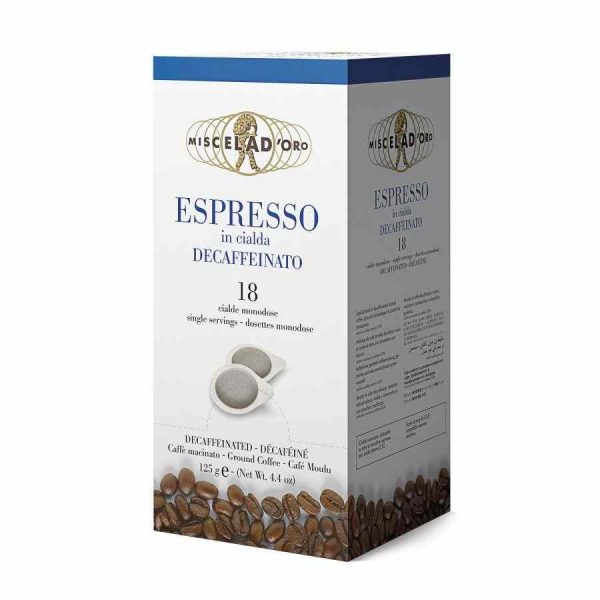 Indulge in the rich flavor of Miscela d'Oro Decaffeinated Espresso Capsules - 18 units. Enjoy premium quality decaf espresso anytime, anywhere!