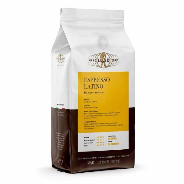 Indulge in the rich and robust flavors of Miscela d'Oro Espresso Latino - the perfect choice for a premium coffee experience!