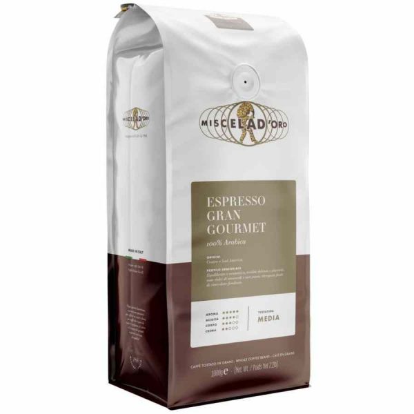 Indulge in the exquisite Miscela d'Oro Gran Gourmet 100% Arabica coffee blend - the perfect choice for discerning coffee enthusiasts.