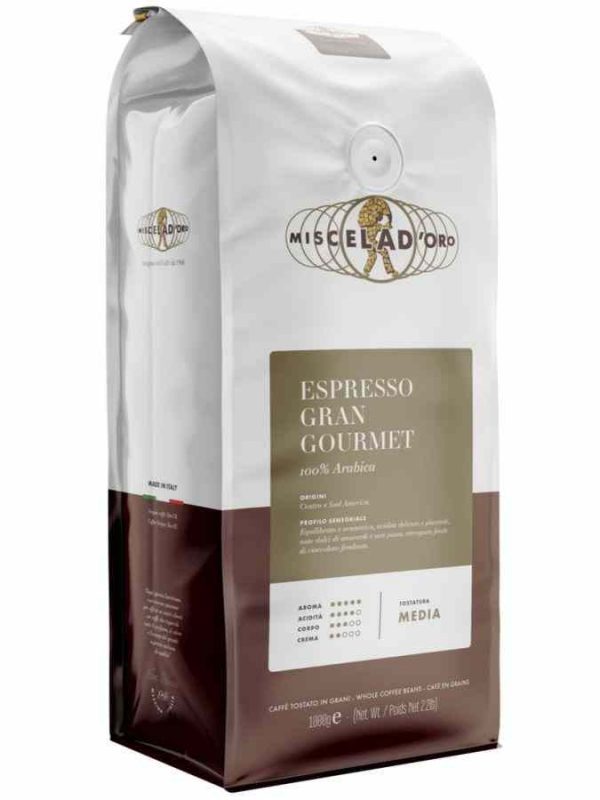 Indulge in the exquisite Miscela d'Oro Gran Gourmet 100% Arabica coffee blend - the perfect choice for discerning coffee enthusiasts.