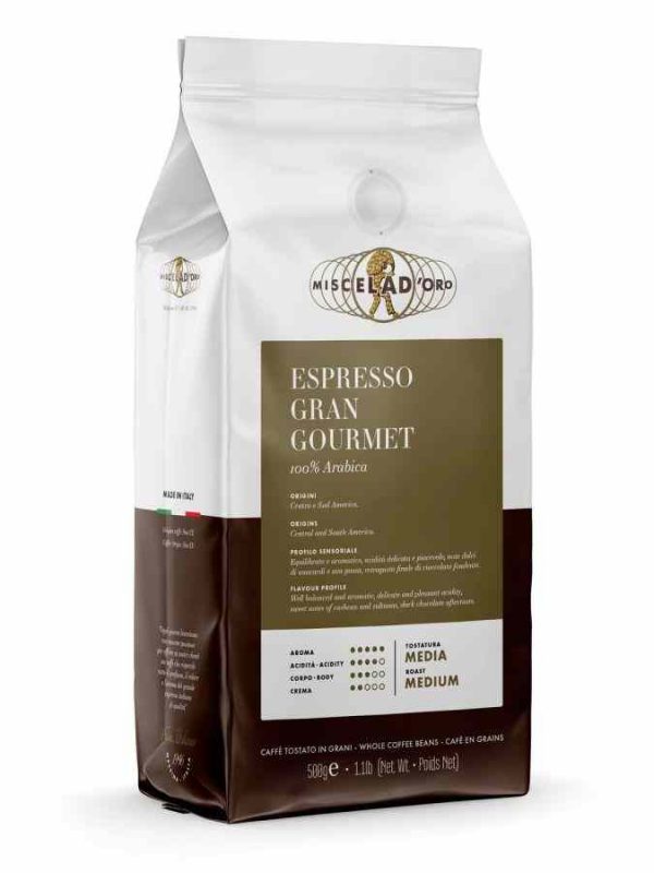 Indulge in Miscela d'Oro Gran Gourmet 100% Arabica for a luxurious coffee experience - perfect for connoisseurs and coffee lovers alike. Order now!
