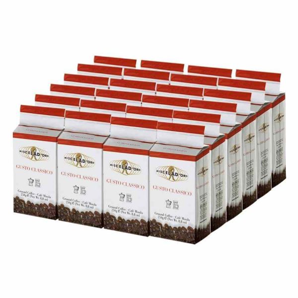 Premium Miscela d'Oro Gusto Classico 250 g Ground Coffee Pack of 24 Units Wholesale - Rich and Aromatic Espresso Blend for True Coffee Lovers