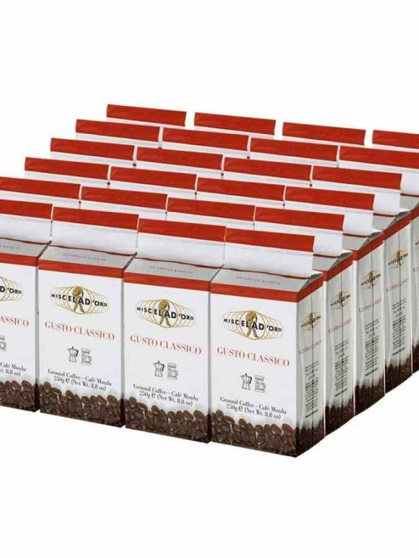 Premium Miscela d'Oro Gusto Classico 250 g Ground Coffee Pack of 24 Units Wholesale - Rich and Aromatic Espresso Blend for True Coffee Lovers
