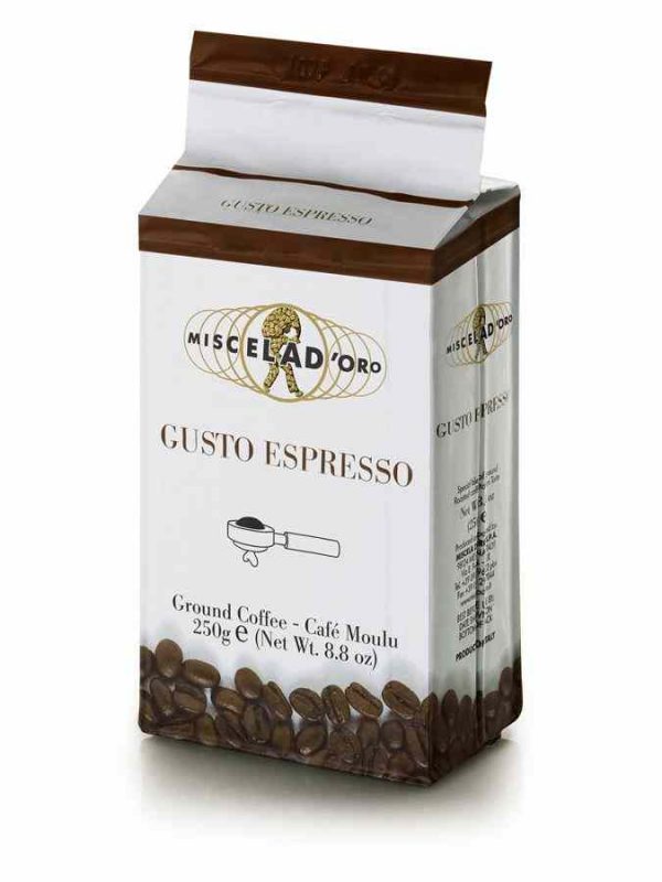 Miscela d'Oro Gusto Espresso 250g: Premium ground coffee for superior espresso, rich flavor, and intense aroma. Buy now!