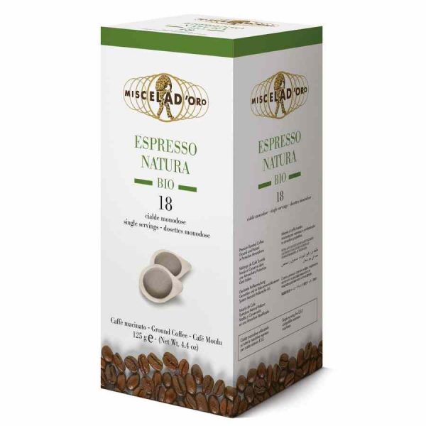 Indulge in rich flavors with Miscela d'Oro Natura E.S.E. Espresso Pods for a luxurious coffee experience at home. Buy now for premium quality brews!