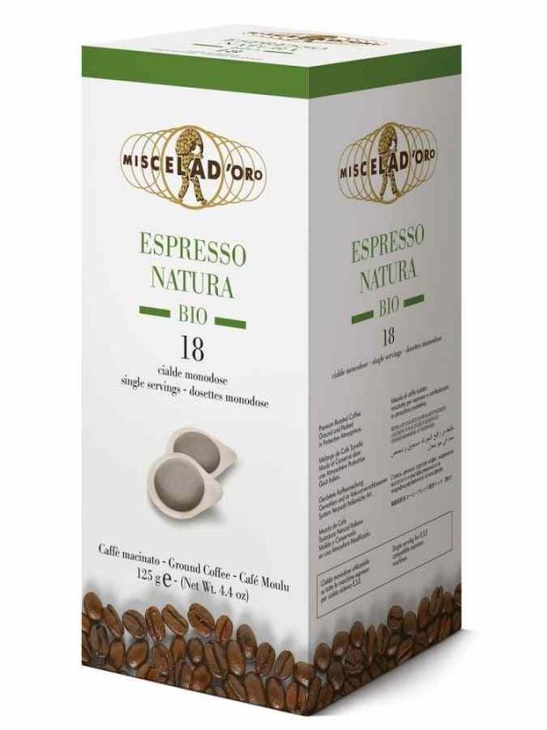 Indulge in rich flavors with Miscela d'Oro Natura E.S.E. Espresso Pods for a luxurious coffee experience at home. Buy now for premium quality brews!