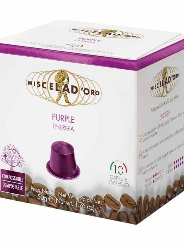 Indulge in luxury with Miscela d'Oro Purple Nespresso coffee capsules compatible 10 units: the perfect blend of quality and convenience.