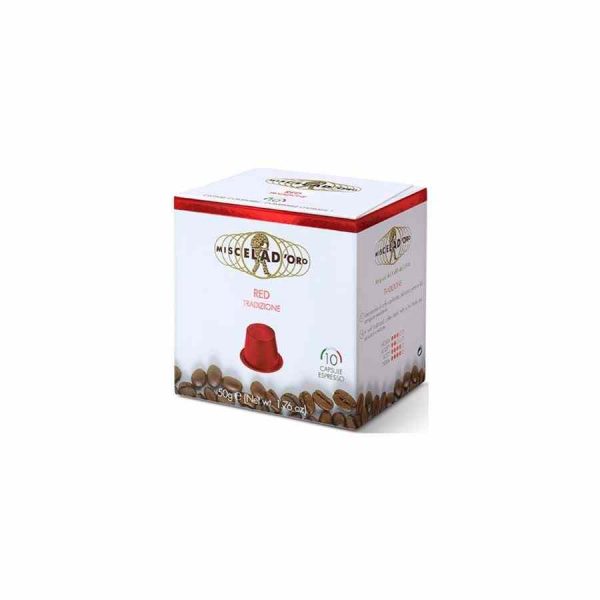 Premium Compatible Miscela d'Oro Red Nespresso Coffee Capsules - Pack of 10, Rich and Flavorful Espresso Pods for Nespresso Machines