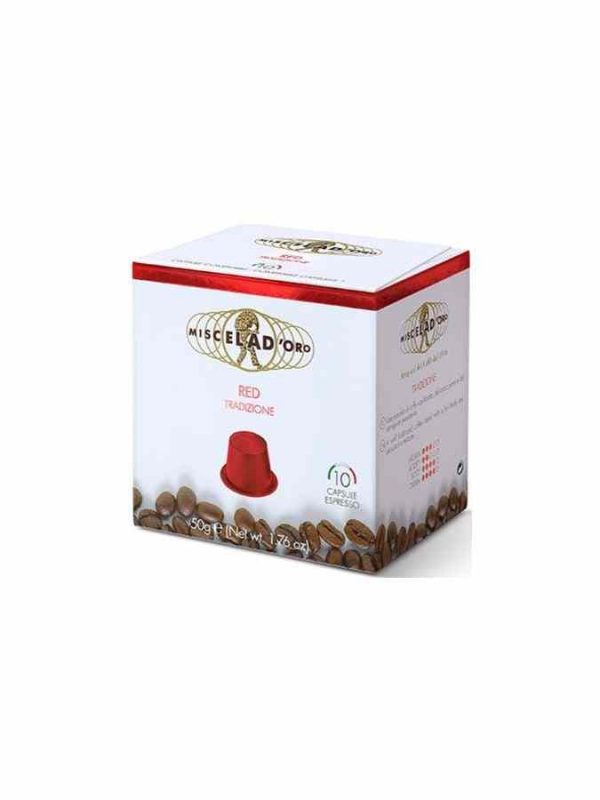 Premium Compatible Miscela d'Oro Red Nespresso Coffee Capsules - Pack of 10, Rich and Flavorful Espresso Pods for Nespresso Machines