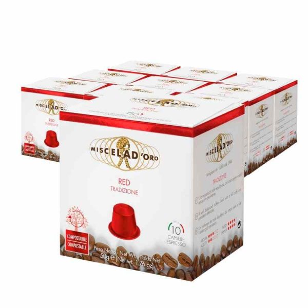 Premium Compatible Miscela d'Oro Red Nespresso Coffee Capsules - 100 Units, Rich Flavor and Aroma, Perfect for Nespresso Machines