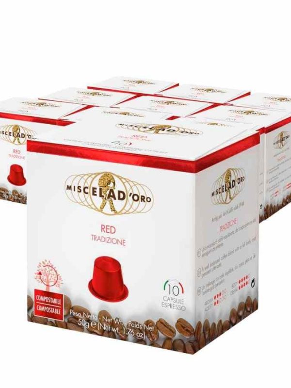 Premium Compatible Miscela d'Oro Red Nespresso Coffee Capsules - 100 Units, Rich Flavor and Aroma, Perfect for Nespresso Machines