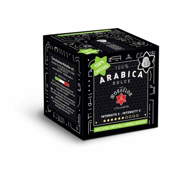 Indulge in Dolce Nespresso Compatible Mokaflor 100% Arabica Coffee Capsules - 10 units of pure coffee bliss! Compatible with Nespresso machines.