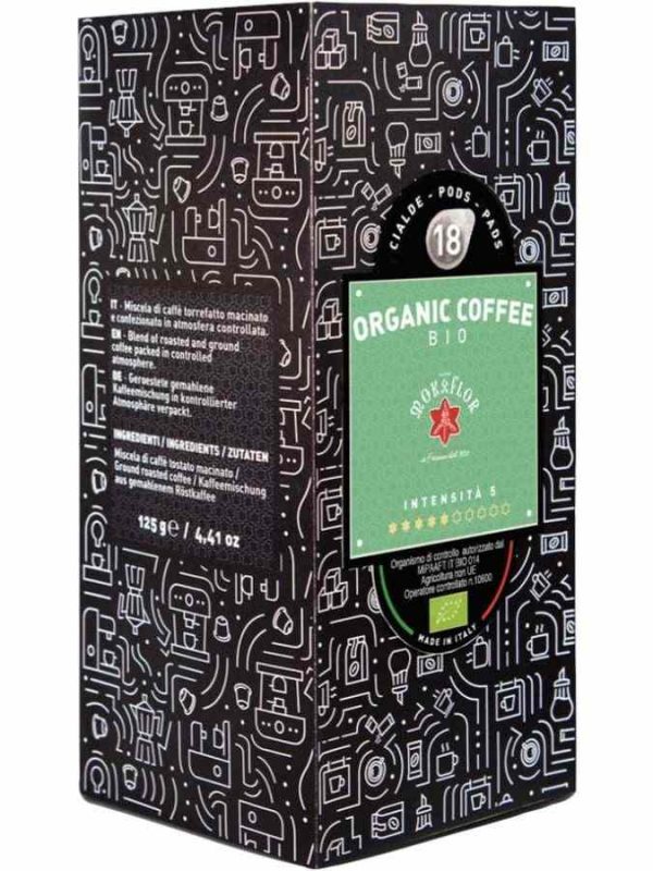 Indulge in Mokaflor's Bio-Nature Organic E.S.E. Espresso Coffee Pods - 18 units of pure luxury and sustainability for your coffee cravings!