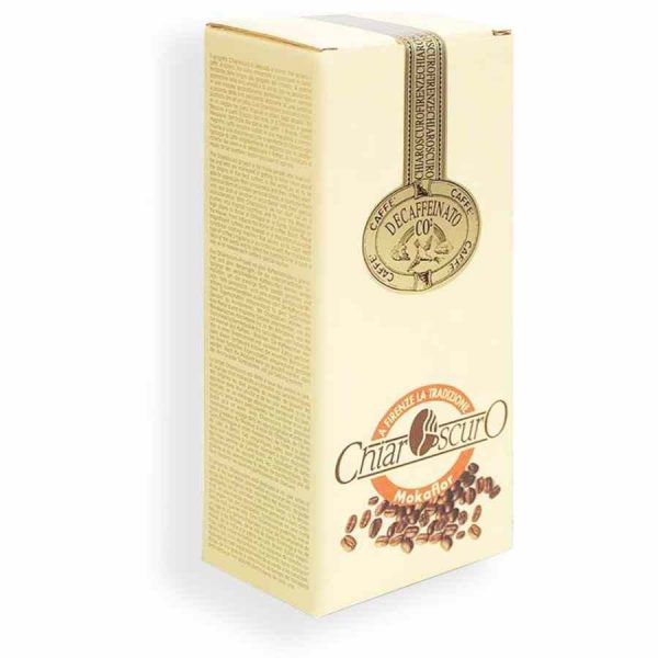 Indulge in Mokaflor Chiaroscuro Decaffeinated Coffee - Premium CO2 Decaf Blend for a Rich Experience Without Caffeine.