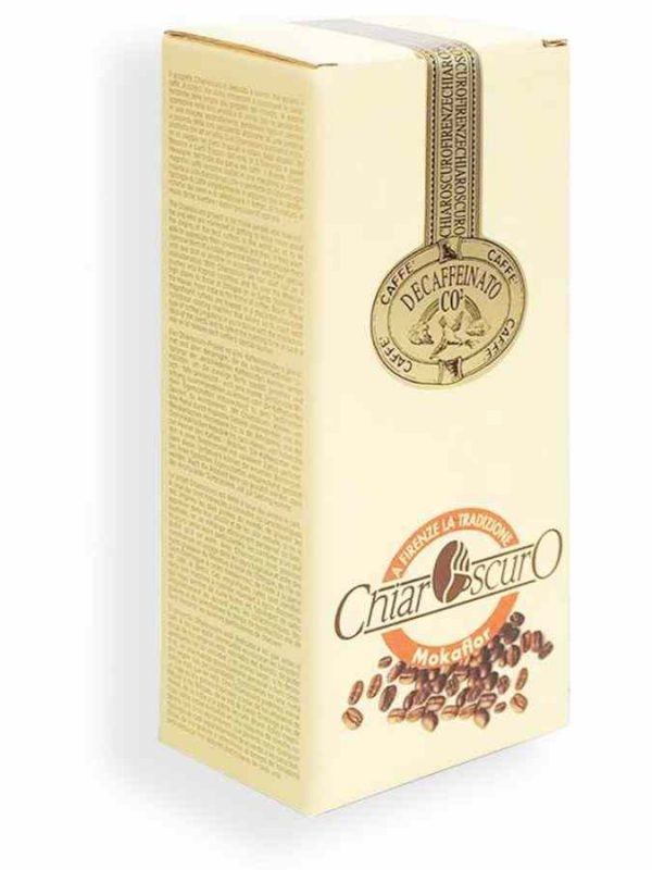Indulge in Mokaflor Chiaroscuro Decaffeinated Coffee - Premium CO2 Decaf Blend for a Rich Experience Without Caffeine.