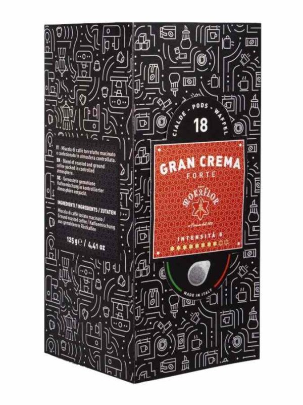 Mokaflor Gran Crema Forte E.S.E. Espresso capsules 18 units - Rich and bold espresso delight in every sip - Buy now for a coffee experience like no other!