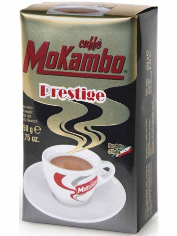 Indulge in luxury with Mokambo Prestige 250 g Ground Coffee - a premium blend of rich flavor and aroma. Perfect for coffee connoisseurs.