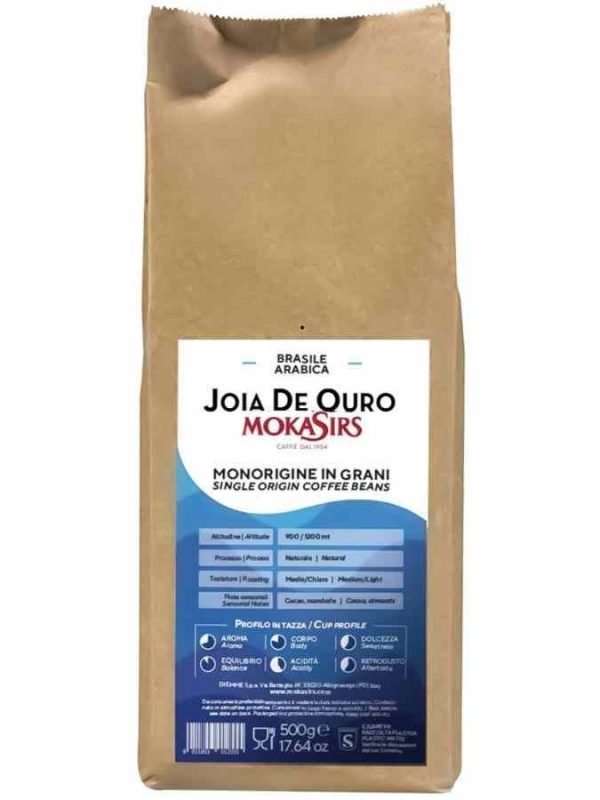 Savor the rich flavor of MokaSirs Brazil Santos Joia De Ouro 500g coffee beans - a heavenly brew for discerning coffee lovers. Buy now!