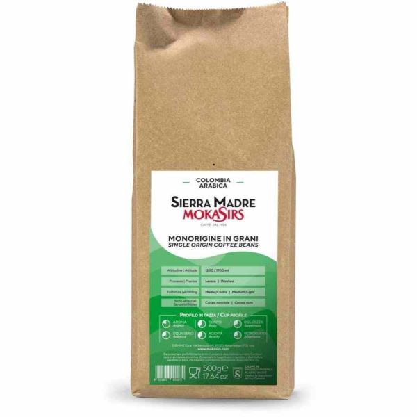 Premium MokaSirs Colombia Sierra Madre 500 g - Rich Colombian coffee beans perfect for a flavorful brew at home. Buy now!