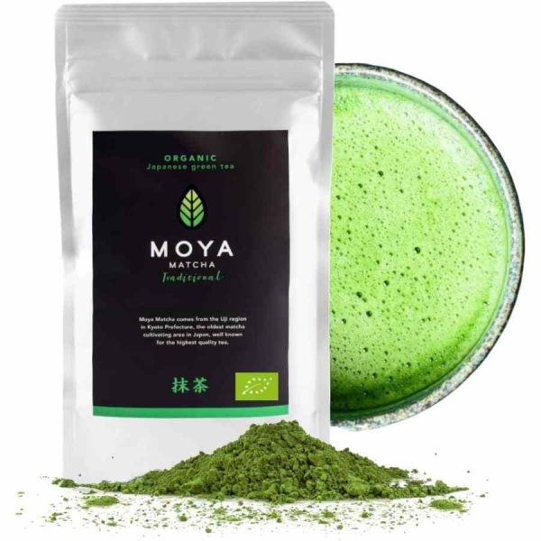 Moya Matcha Organic Traditional Green Tea - Rich and flavorful ceremonial grade matcha tea perfect for a mindful morning ritual.
