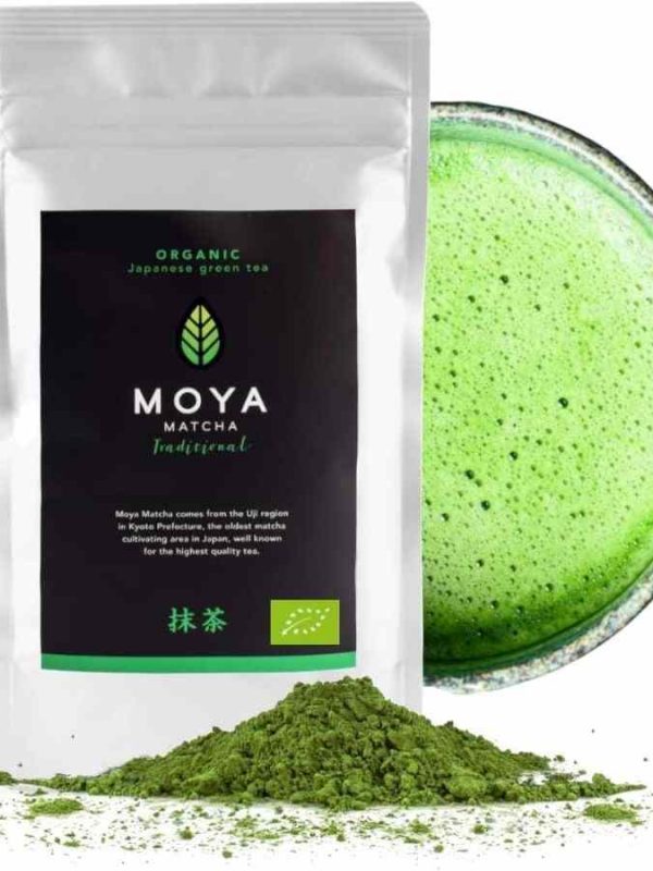 Moya Matcha Organic Traditional Green Tea - Rich and flavorful ceremonial grade matcha tea perfect for a mindful morning ritual.
