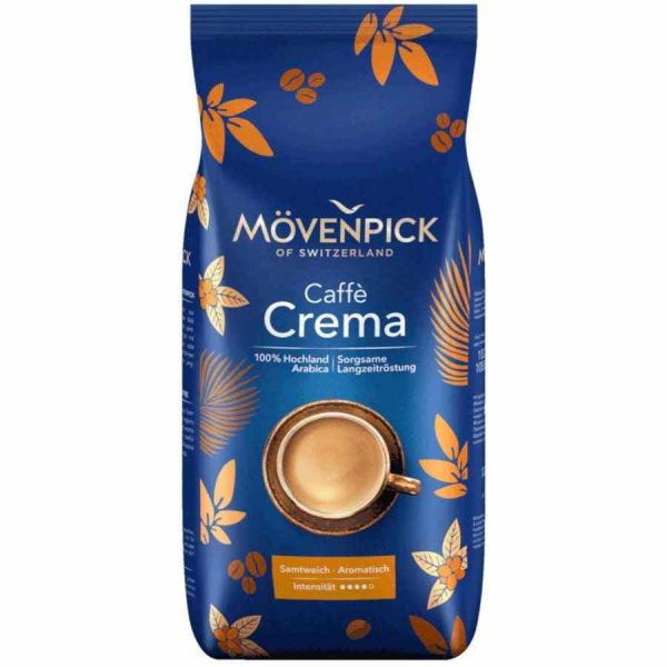 Indulge in the rich aroma of Mövenpick Caffè Crema Coffee Beans - 1 kg pack of premium quality coffee beans for a luxurious coffee experience.