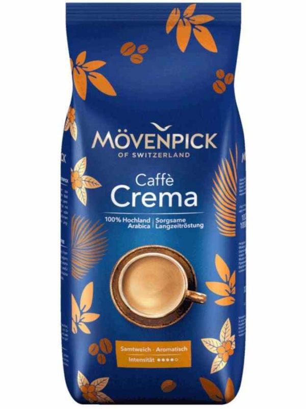 Indulge in the rich aroma of Mövenpick Caffè Crema Coffee Beans - 1 kg pack of premium quality coffee beans for a luxurious coffee experience.