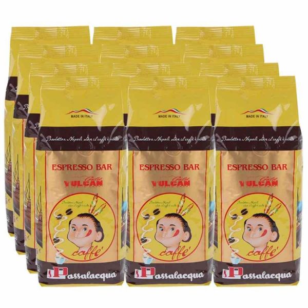 Passalacqua Gold Vulcan 12 x 500 g Coffee Beans - Premium Italian blend, rich aroma, perfect for espresso, cappuccino, and latte lovers.