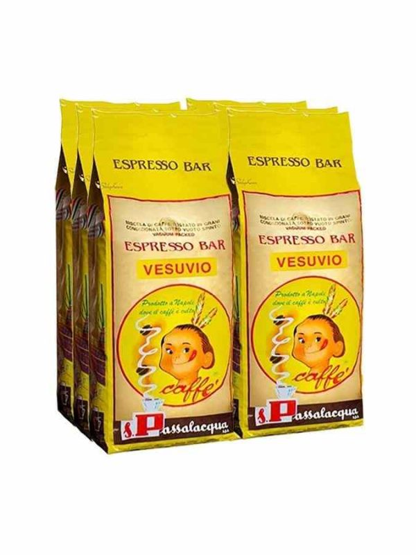 Passalacqua Vesuvio special blend - 6 x 1 kg of premium coffee beans for coffee enthusiasts. Experience the perfect cup of coffee at home!