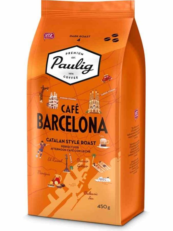 Experience the taste of Barcelona with Paulig Cafe Barcelona - premium quality coffee blend perfect for coffee lovers.