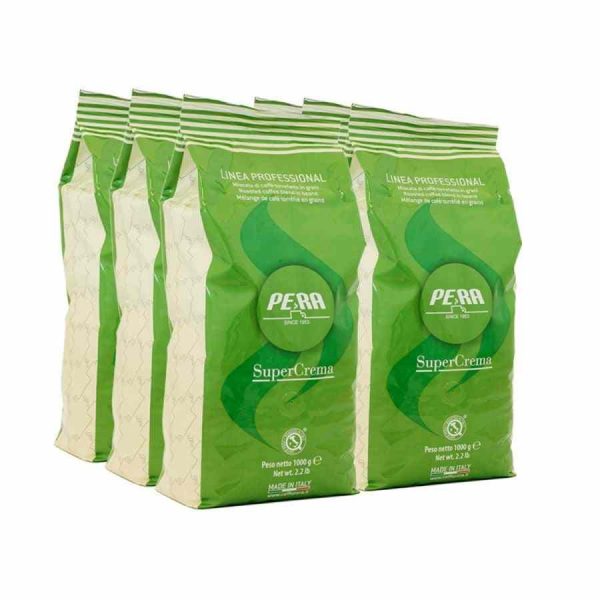 Indulge in the rich taste of Pear Super Crema Coffee beans - 6 packs of 1 kg each. Experience premium quality coffee at its finest!