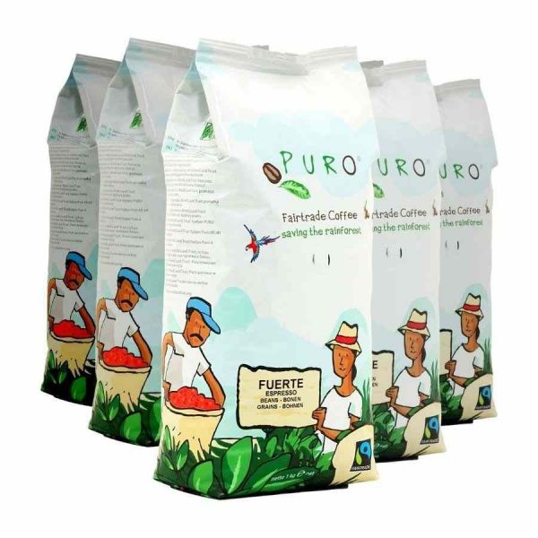 Premium Puro Fuerte Coffee in Beans - 9 x 1 kg Pack, Rich Flavor and Aroma, Perfect for Coffee Connoisseurs, Buy Online Now!