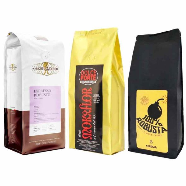 Premium Robusta 100% Coffee Beans - 3 x 1 kg Pack, Bold Flavor and Rich Aroma, Perfect for Coffee Lovers, Buy Online Now!