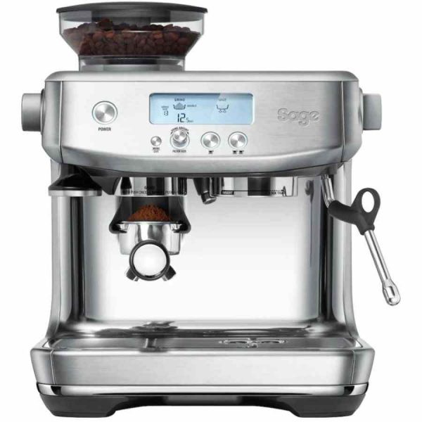 Experience professional coffee brewing at home with the Sage The Barista Pro Espresso Machine in Brushed Steel - elevate your coffee game today!