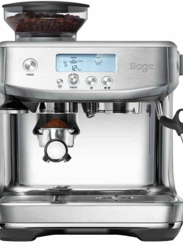 Experience professional coffee brewing at home with the Sage The Barista Pro Espresso Machine in Brushed Steel - elevate your coffee game today!