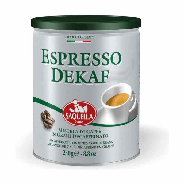 Saquella Espresso Dekaf Coffee Without Caffeine - Premium decaf coffee blend, rich aroma, perfect for coffee lovers seeking a caffeine-free option.