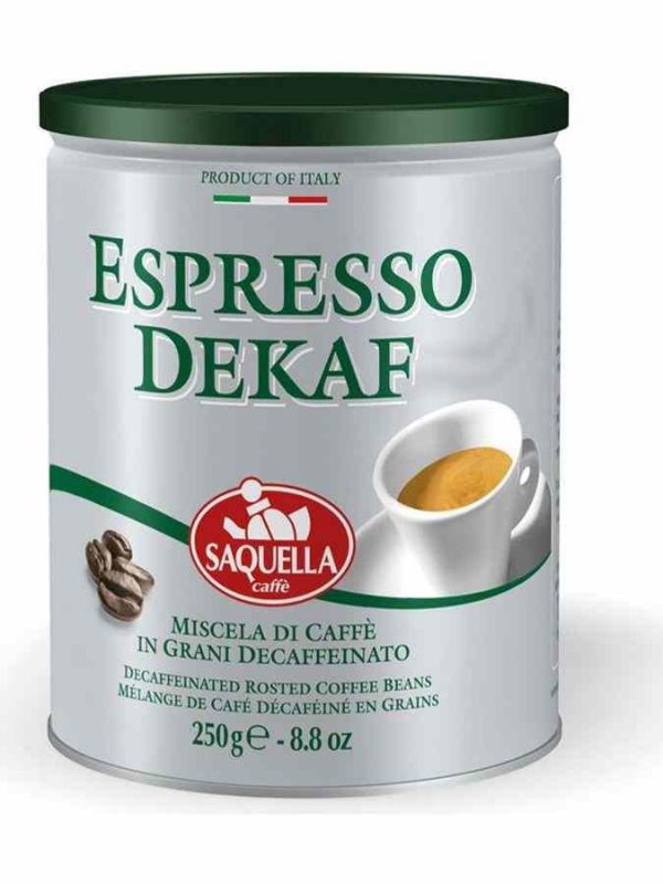 Saquella Espresso Dekaf Coffee Without Caffeine - Premium decaf coffee blend, rich aroma, perfect for coffee lovers seeking a caffeine-free option.