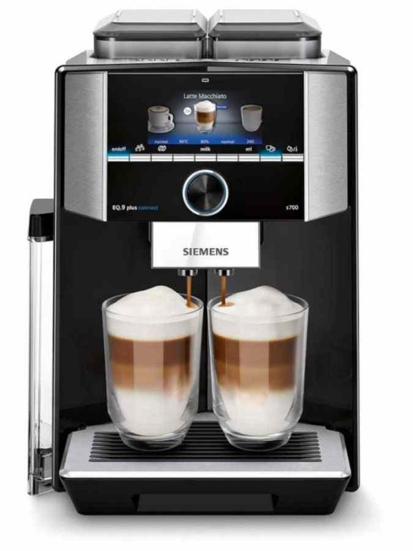 Premium Siemens EQ.9 Plus Connect s700 Fully Automatic Coffee Machine in sleek black design - the ultimate coffee experience at your fingertips!