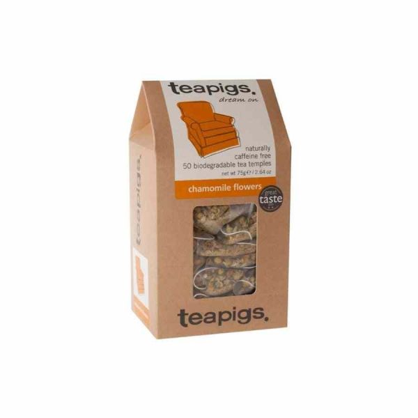 Experience relaxation with Teapigs Chamomile Flower Tea Bags - 100% natural and calming herbal tea blend for a peaceful moment.