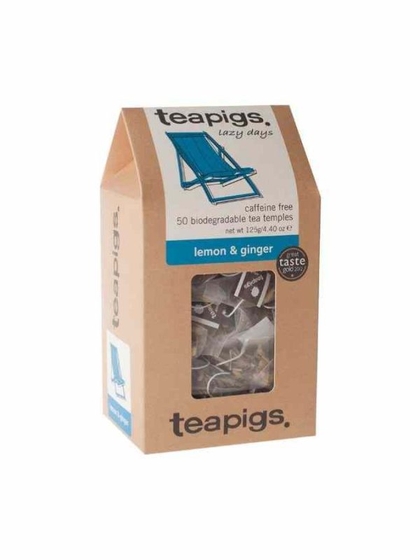 Teapigs Lemon and Ginger Tea - 50 Tea Bags: Refreshing blend of zesty lemon and spicy ginger, perfect for a relaxing tea time. Buy now!