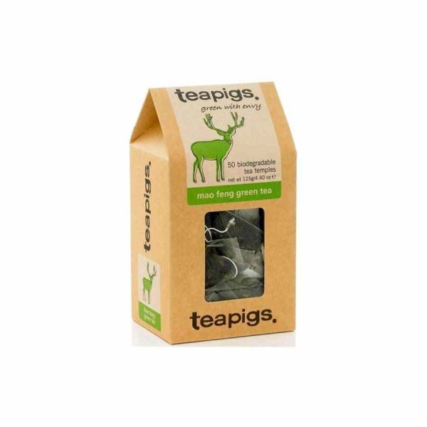 Organic Teapigs Mao Feng Green Tea Bags - Premium Loose Leaf Chinese Green Tea Infusion - 20 Sachets for a Relaxing Tea Time Experience